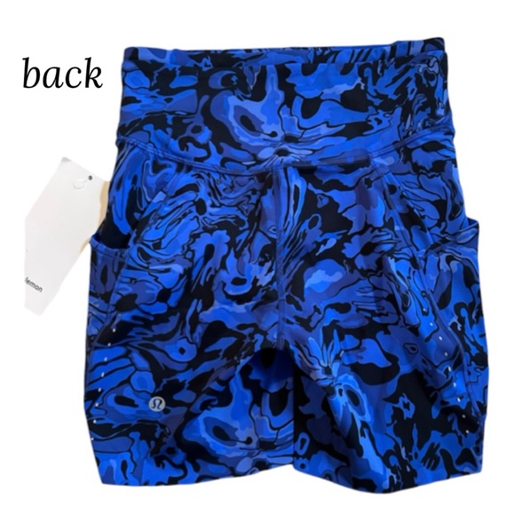 New LULULEMON Fast and Free 6" Short Flower Meld Galactic Cobalt Pockets Women 4 - Picture 7 of 16
